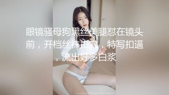 眼镜骚母狗黑丝美腿怼在镜头前，开档丝袜扣穴，特写扣逼，流出好多白浆